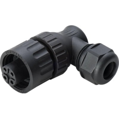 RS PRO Circular Connector Cable Mount Plug 4 Contacts Female Right Angle IP67 400V 16A Threaded Coupling 210-7314