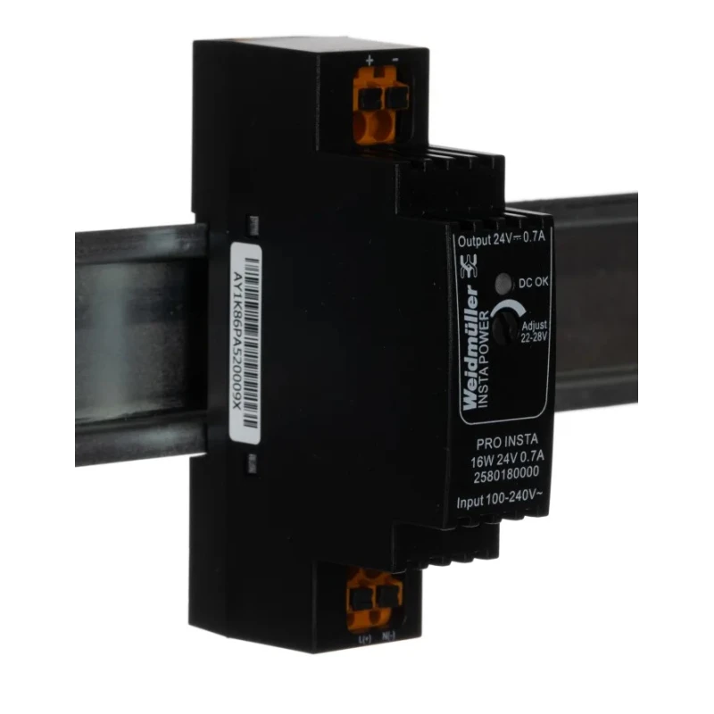 Weidmüller PRO INSTA Switched Mode DIN Rail Power Supply 24V DC, 16W, 700mA Output, AC/DC Input 2580180000