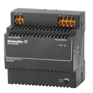 Weidmüller PRO INSTA Switched Mode DIN Rail Power Supply 24 V DC, 4 A Output, 96 W, AC/DC Input 370 V DC, 264 V AC 2580260000