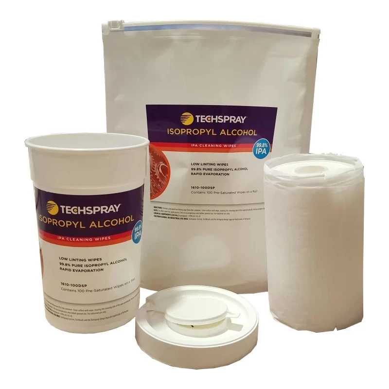 Chemtronics Techspray Isopropanol Wet Wipes Tub 150 x 200 mm 100 Per Pack 1610-100K