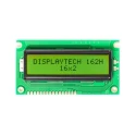 Displaytech Alphanumeric LED LCD Monochrome Display 2 x 16 Characters, Green Yellow on Green Backlight 162H BC BW