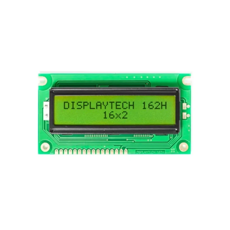 Displaytech Alphanumeric LED LCD Monochrome Display 2 x 16 Characters, Green Yellow on Green Backlight 162H BC BW