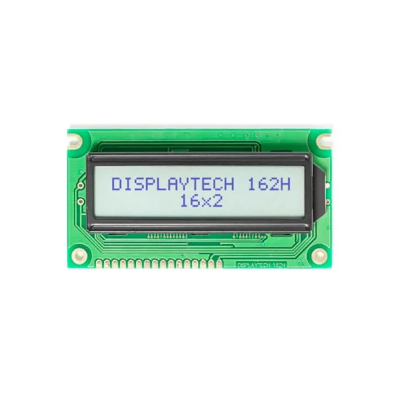 Displaytech Alphanumeric LED LCD Monochrome Display 2 x 16 Characters White on Green Backlight 4.2 V 162H DC BW-3LP