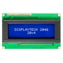 Displaytech Alphanumeric LED LCD Monochrome Display 2 x 16 Characters Yellow Green on Blue 77x25.2 mm 4.2 V 204G CC BC-3LP