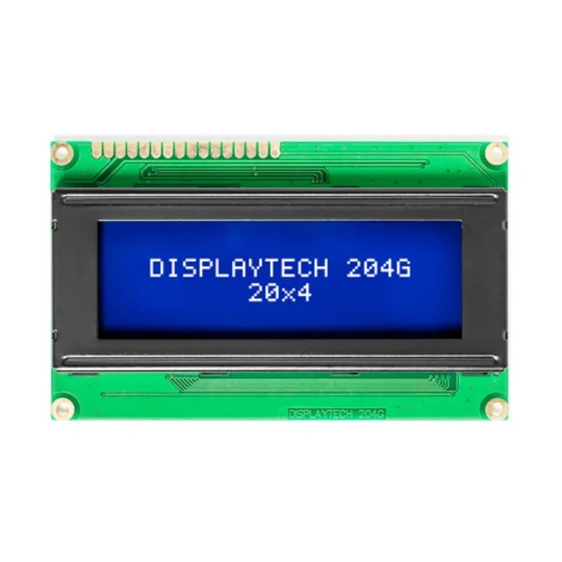 Displaytech Alphanumeric LED LCD Monochrome Display 2 x 16 Characters Yellow Green on Blue 77x25.2 mm 4.2 V 204G CC BC-3LP