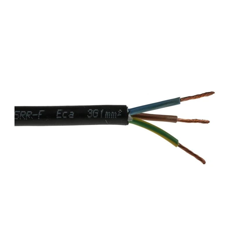 RS PRO H05RR-F 3 Core Rubber Insulated Flexible Power Cable Black 1mm² 300-500V 60°C 50m H05RR-F