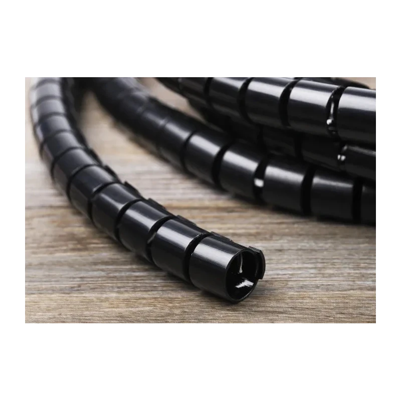 RS PRO Spiral Cable Wrap Black Nylon 15 mm Diameter 16 mm Maximum Bundle Diameter 0.8 mm Wall Thickness 5 m Length 210-8588