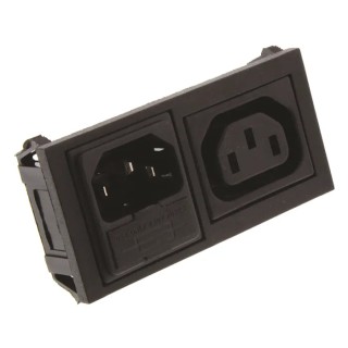 Bulgin C13, C14 Horizontal Snap-in IEC Connector, 250V, 10A, Fuse Size 5 x 20 mm BZH11/Z0000/00