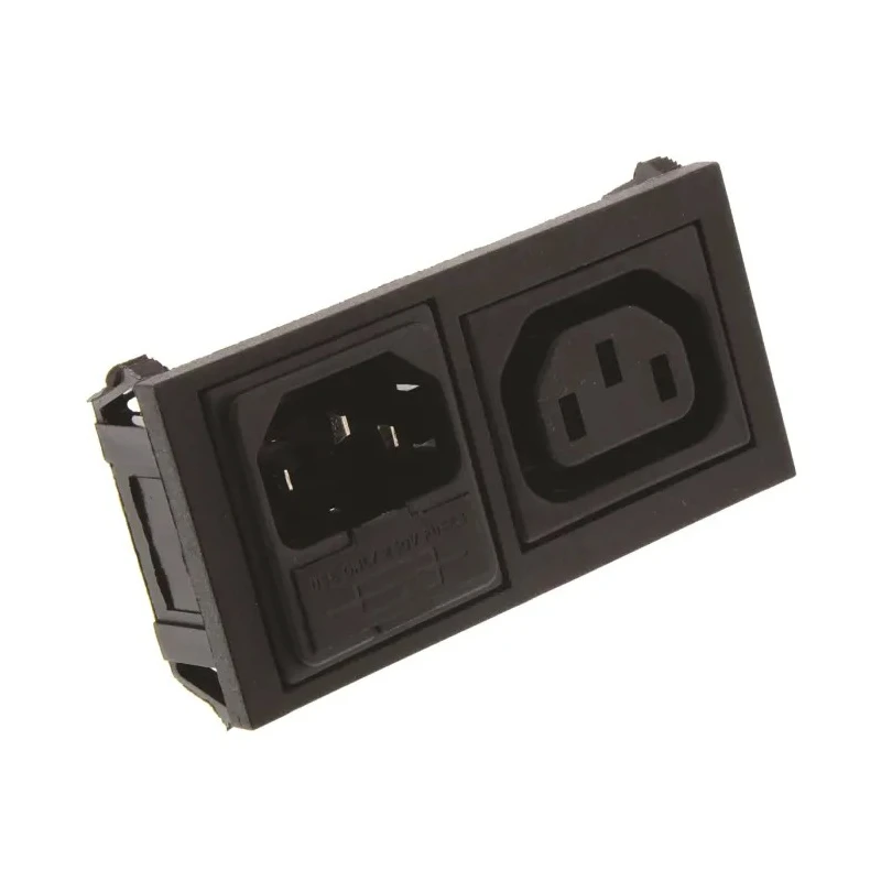 Bulgin C13, C14 Horizontal Snap-in IEC Connector, 250V, 10A, Fuse Size 5 x 20 mm BZH11/Z0000/00
