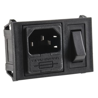 Bulgin C14 Horizontal Snap-in IEC Connector 250V 10A Fuse Size 5 x 20 mm BZH01/Z0000/01