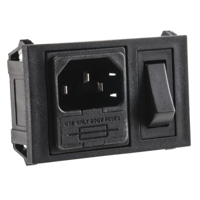 Bulgin C14 Horizontal Snap-in IEC Connector 250V 10A Fuse Size 5 x 20 mm BZH01/Z0000/01