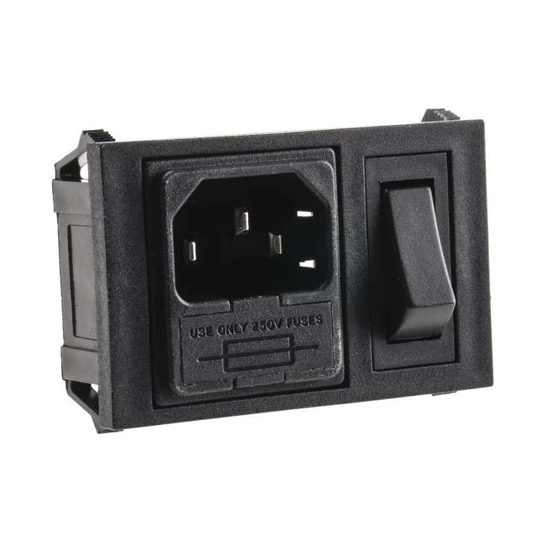 Bulgin C14 Horizontal Snap-in IEC Connector 250V 10A Fuse Size 5 x 20 mm BZH01/Z0000/01
