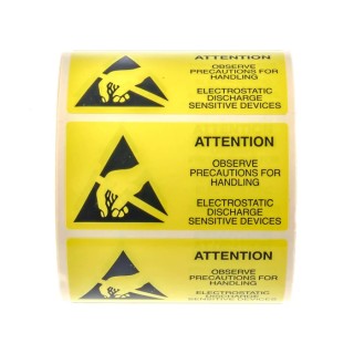 RND RS PRO Yellow Paper ESD Label Attention Observe Precautions for Handling Electrostatic Discharge Sensitive 211-1225