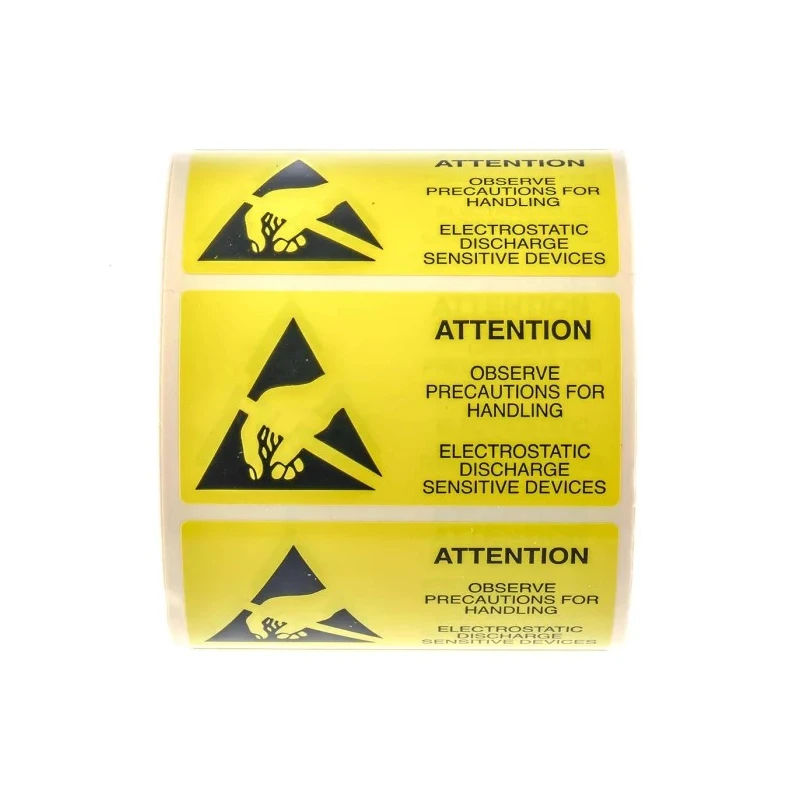 RND RS PRO Yellow Paper ESD Label Attention Observe Precautions for Handling Electrostatic Discharge Sensitive 211-1225