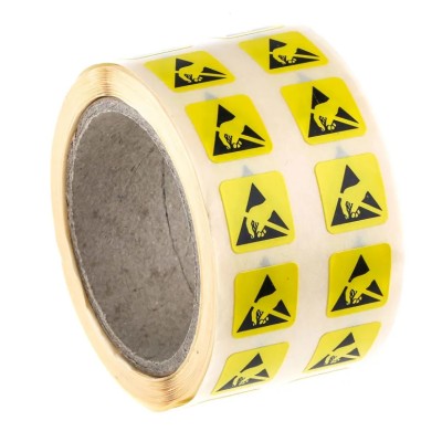 RS PRO Yellow Paper ESD Label Anti-Static ESD Text 12 mm x 12 mm 211-1231