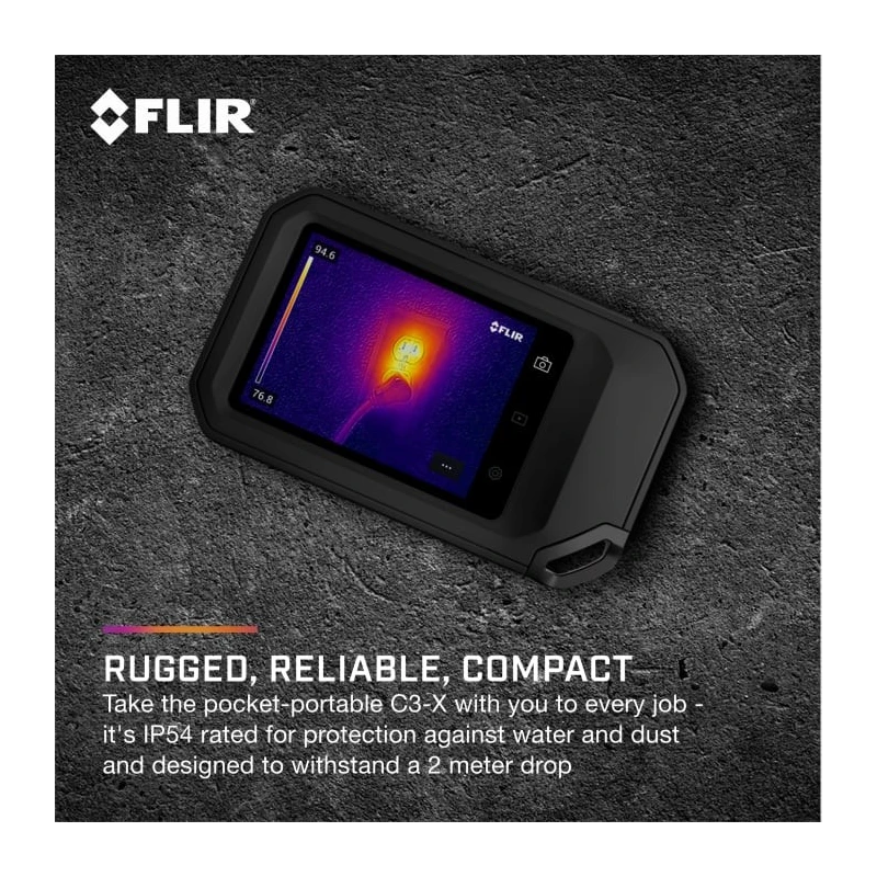FLIR Thermal Imaging Camera with WiFi, 300°C Max Temperature, 128 x 96 Pixel Detector, 3.5-Inch FLIR C3-X (incl. Wi-Fi)