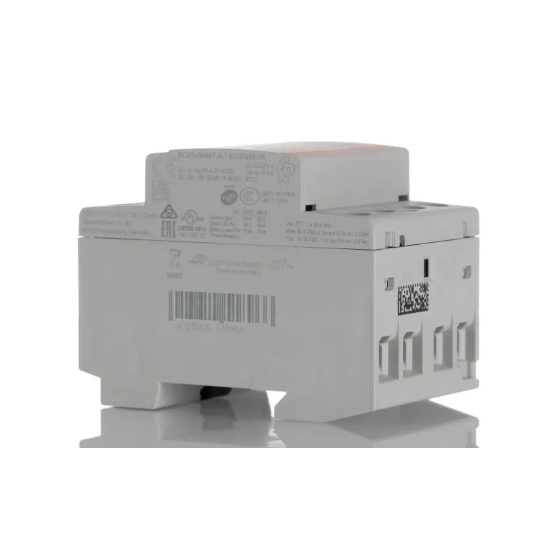 ABB ESB63 Contactor, 24V Coil, 2-Pole, 63 A, 14.5 kW, 4 NO, 400V ESB63