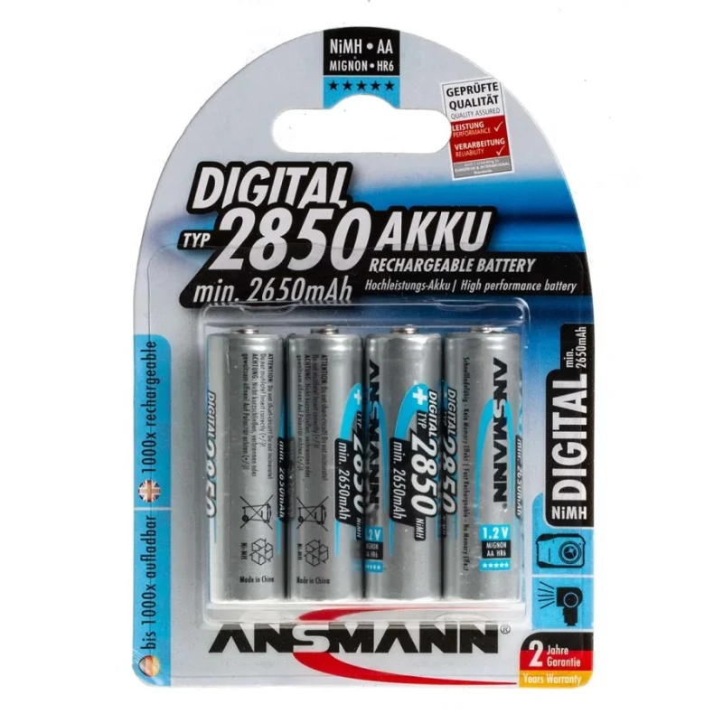 Ansmann Nickel Metal Hydride Rechargeable AA Battery 1.2 V 2.85 Ah Pack of 4 5035092