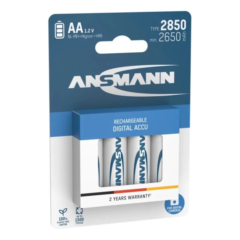 Ansmann Nickel Metal Hydride Rechargeable AA Battery 1.2 V 2.85 Ah Pack of 4 5035092