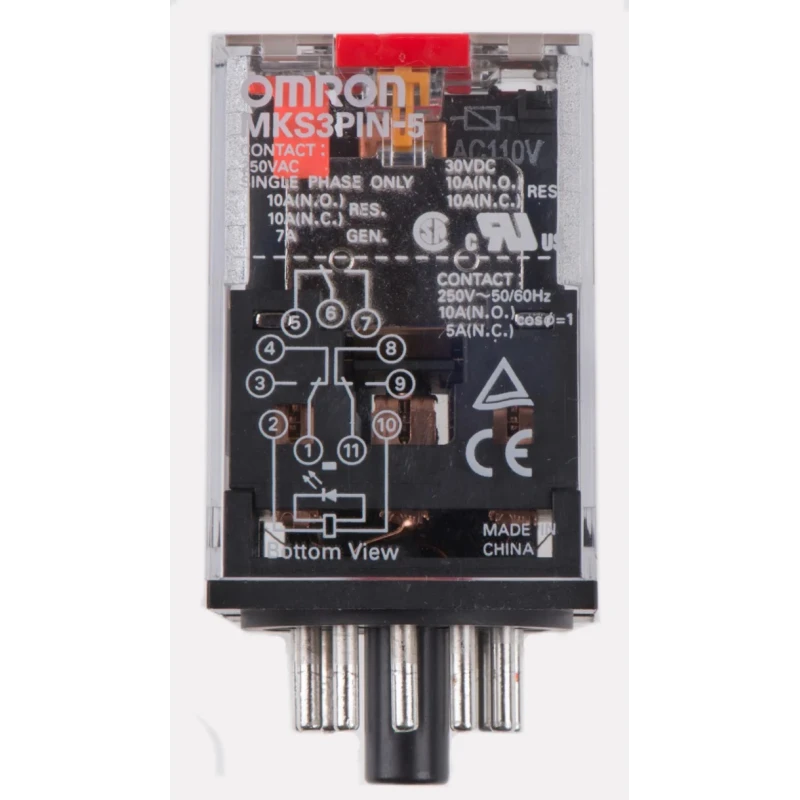 Omron PCB Power Relay 110V AC Coil, 10A Switching Current, 3PDT Contact Configuration MKS3PIN-5 110VAC