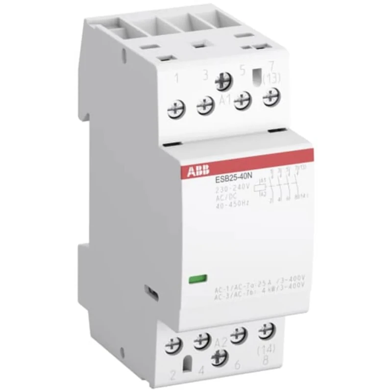 ABB Safety Contactor 3-Pole 63 A 43.6 kW 230V ac/dc Coil Voltage DIN Rail Mount ESB63