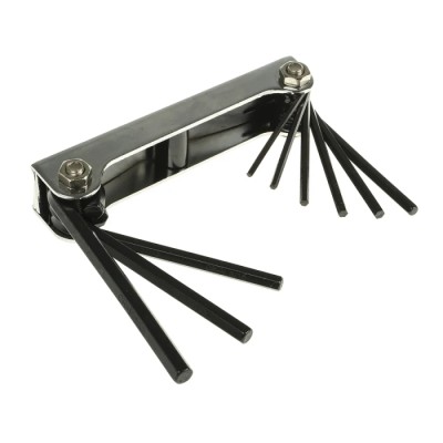 RS PRO 9 piece Folding Imperial Hex Key Set, Hex size 5/64 to 1/4 in, Zinc Plated Steel 537-754
