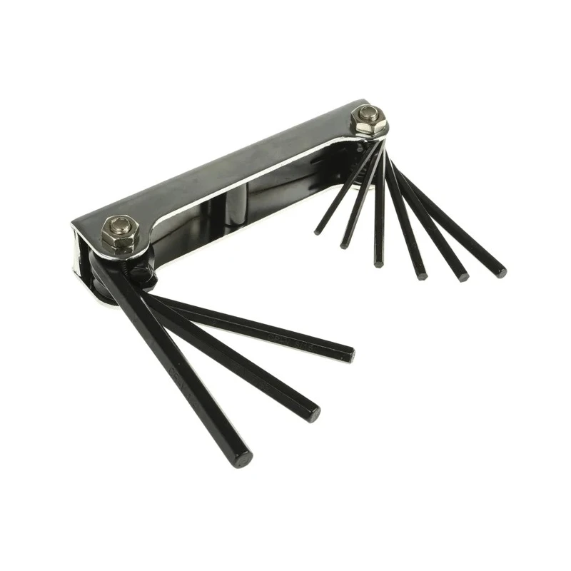 RS PRO 9 piece Folding Imperial Hex Key Set, Hex size 5/64 to 1/4 in, Zinc Plated Steel 537-754