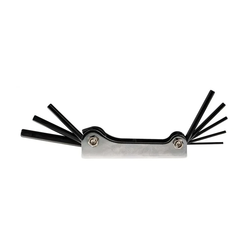 RS PRO 9 Piece Folding Metric Hex Key Set, Hex Size 1.5 to 8 mm Chrome Vanadium Steel Blackened Finish 537-760