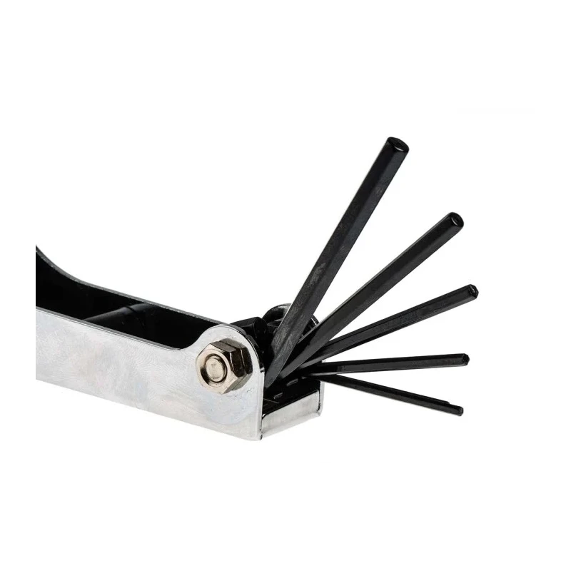 RS PRO 9 Piece Folding Metric Hex Key Set, Hex Size 1.5 to 8 mm Chrome Vanadium Steel Blackened Finish 537-760