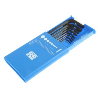 RS PRO 8 Piece L Metric Hex Key Set with Black Finish, Chrome Vanadium Steel, Hex Sizes 2 to 10 mm 537-833