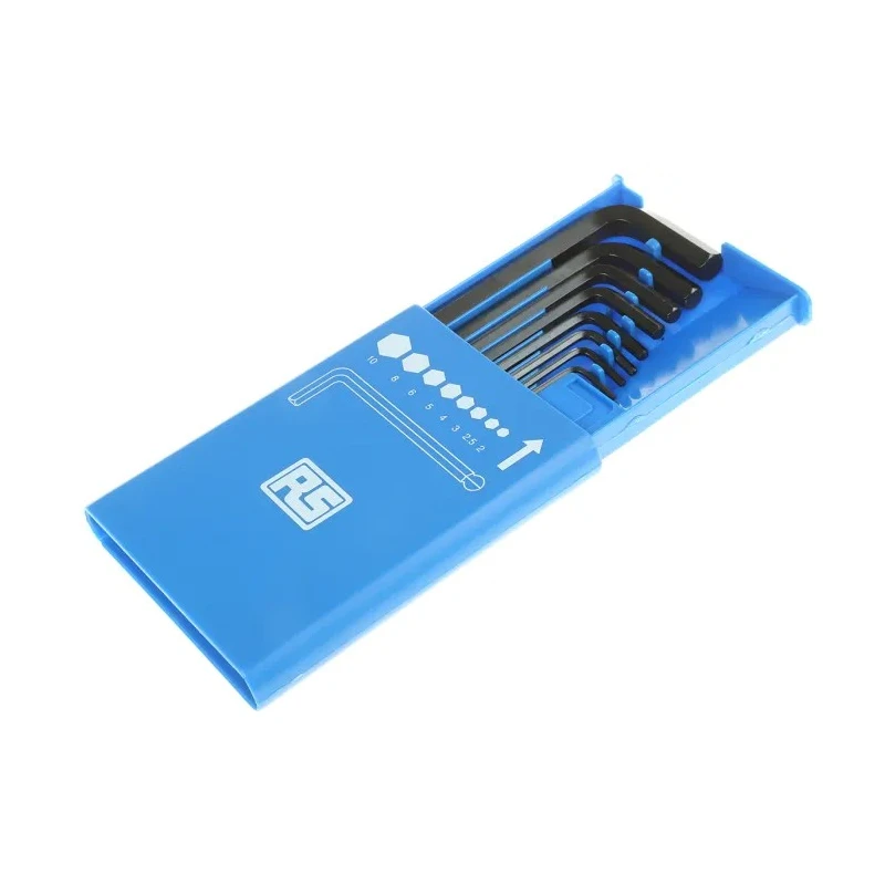 RS PRO 8 Piece L Metric Hex Key Set with Black Finish, Chrome Vanadium Steel, Hex Sizes 2 to 10 mm 537-833