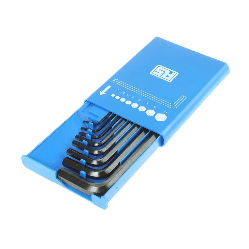 RS PRO 8 Piece L Metric Hex Key Set with Black Finish, Chrome Vanadium Steel, Hex Sizes 2 to 10 mm 537-833