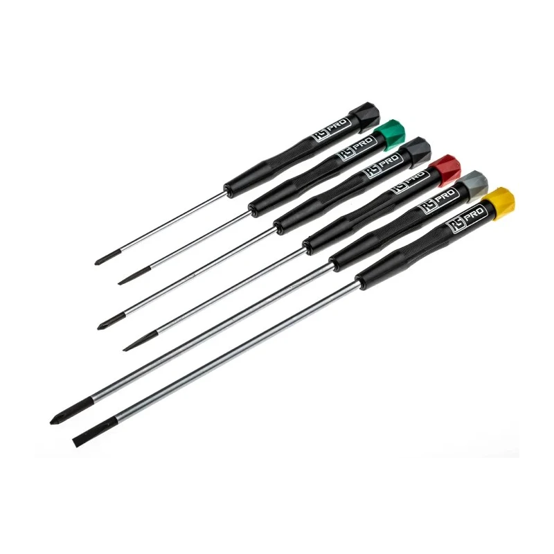 RS PRO Precision Pozidriv and Slotted Screwdriver Set 6-Piece Long Reach Ergonomic Handles Model 537-849