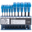 RS PRO 10 Piece T-Handle Imperial Hex Key Set, Hex Size 3/32 to 3/8 Inch, Chrome Vanadium Steel, Ball End Hex Keys 537-805