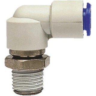 SMC KX Series Nickel Plated Brass Pneumatic Fitting Male Threaded-to-Tube R 1/8 in, 6 mm Push-In KXL06-01S