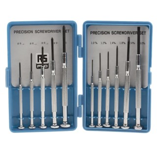 RS PRO Phillips, Slotted Precision Screwdriver Set 11-Piece with Black Phosphate Steel Shafts 537-883