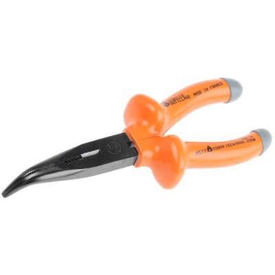 Penta Long Nose Plier Bent Nose 185mm Overall Length 48mm Smooth Jaw Comfort Grip VDE/1000V Approved MS13RS- 185