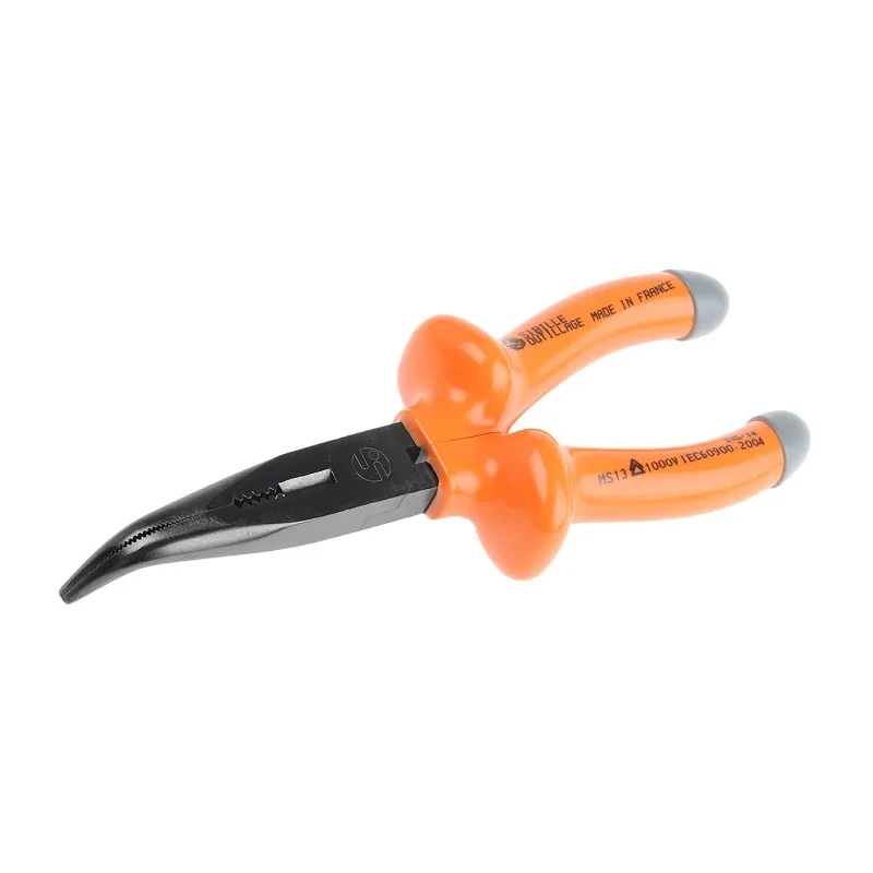 Penta Long Nose Plier Bent Nose 185mm Overall Length 48mm Smooth Jaw Comfort Grip VDE/1000V Approved MS13RS- 185