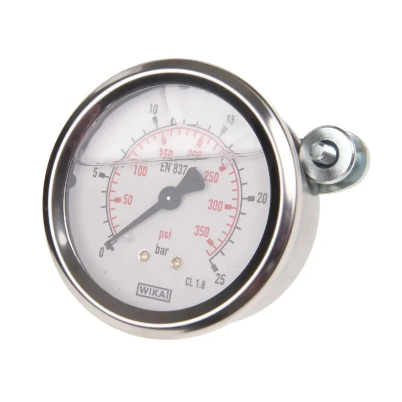 WIKA 63 mm Stainless Steel Case Back Entry Pressure Gauge with G 1/4 Copper Alloy Connection 25 bar 9314196