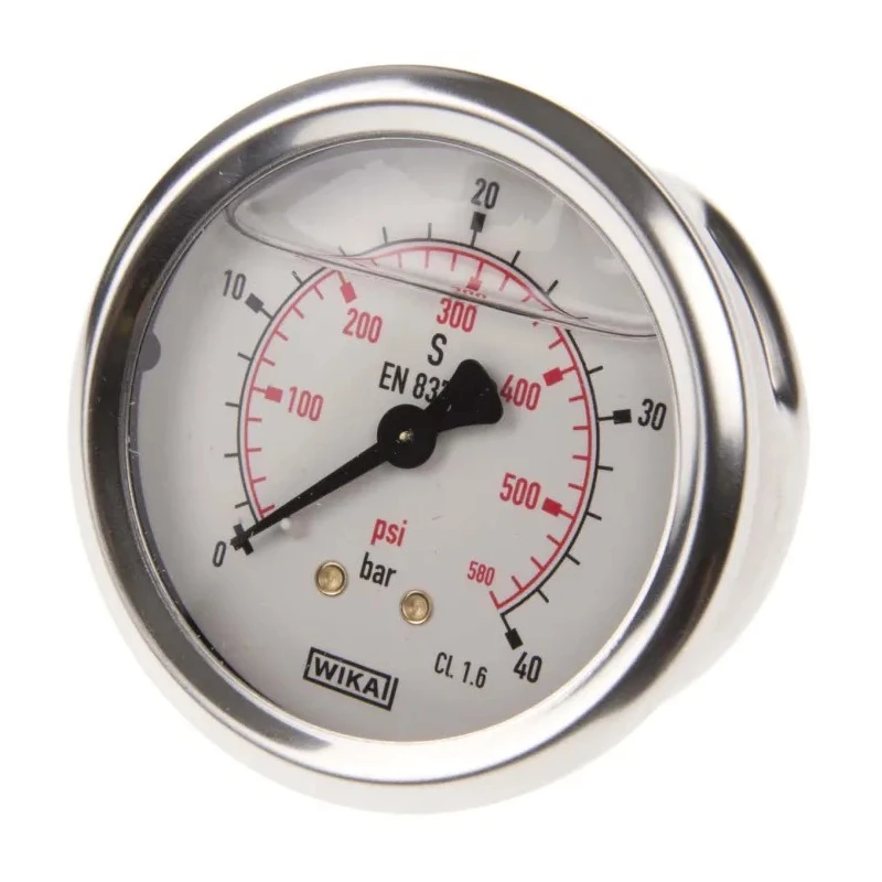 WIKA 63 mm Diameter Stainless Steel Case Back Entry Pressure Gauge G 1/4 Connection, 40 bar 9314197