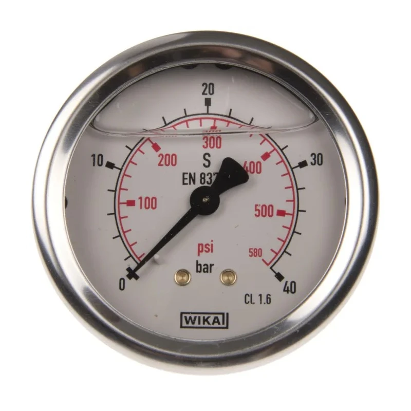WIKA 63 mm Diameter Stainless Steel Case Back Entry Pressure Gauge G 1/4 Connection, 40 bar 9314197