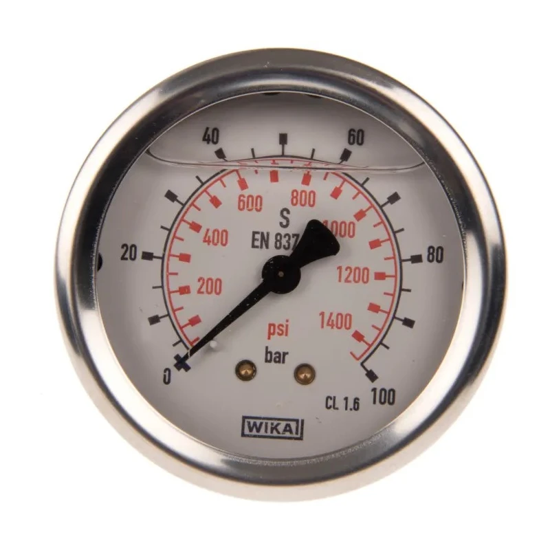 WIKA 63 mm Diameter Stainless Steel Case Back Entry Pressure Gauge G 1/4 Connection 0-100 bar 213.53 46852703