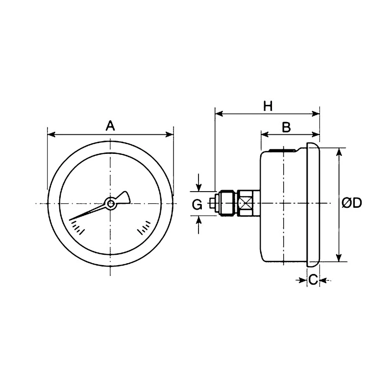 WIKA 63 mm Diameter Stainless Steel Case Back Entry Pressure Gauge G 1/4 Connection 0-100 bar 213.53 46852703