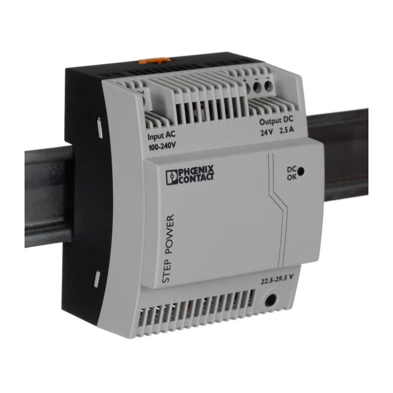 Phoenix Contact STEP-PS/1AC/24DC/2.5 Switched Mode DIN Rail Power Supply 264V AC Input 29.5V DC 2.5A Output 60W 2868651