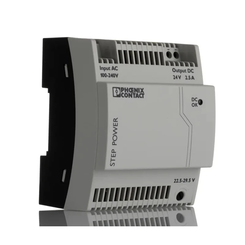 Phoenix Contact STEP-PS/1AC/24DC/2.5 Switched Mode DIN Rail Power Supply 264V AC Input 29.5V DC 2.5A Output 60W 2868651