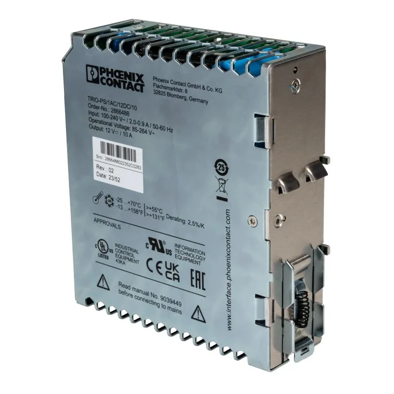Phoenix Contact TRIO POWER Switch Mode DIN Rail Power Supply 264V AC Input 18V DC, 10A Output, 120W 2866488