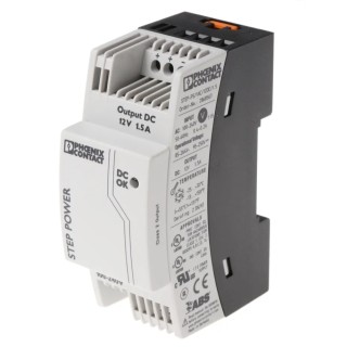 Phoenix Contact STEP-PS/1AC/12DC/1.5 Switched Mode DIN Rail Power Supply 264V AC Input 12V DC, 1.5 A Output, 18 W 2868567