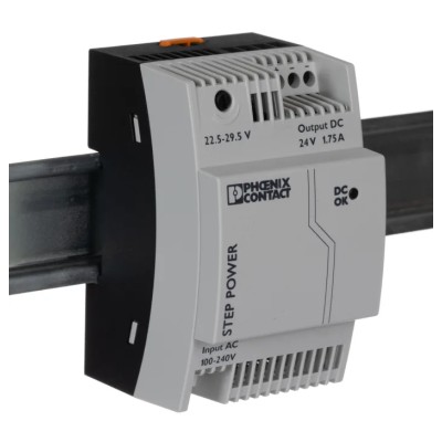 Phoenix Contact Switched Mode DIN Rail Power Supply 264V AC Input 29.5V DC, 1.75A Output, 42W STEP-PS/1AC/24DC/1.75 2868648