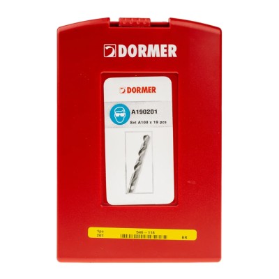 Dormer 19-Piece High Speed Steel Multi-Material Twist Drill Bit Set 1-10 mm A190201