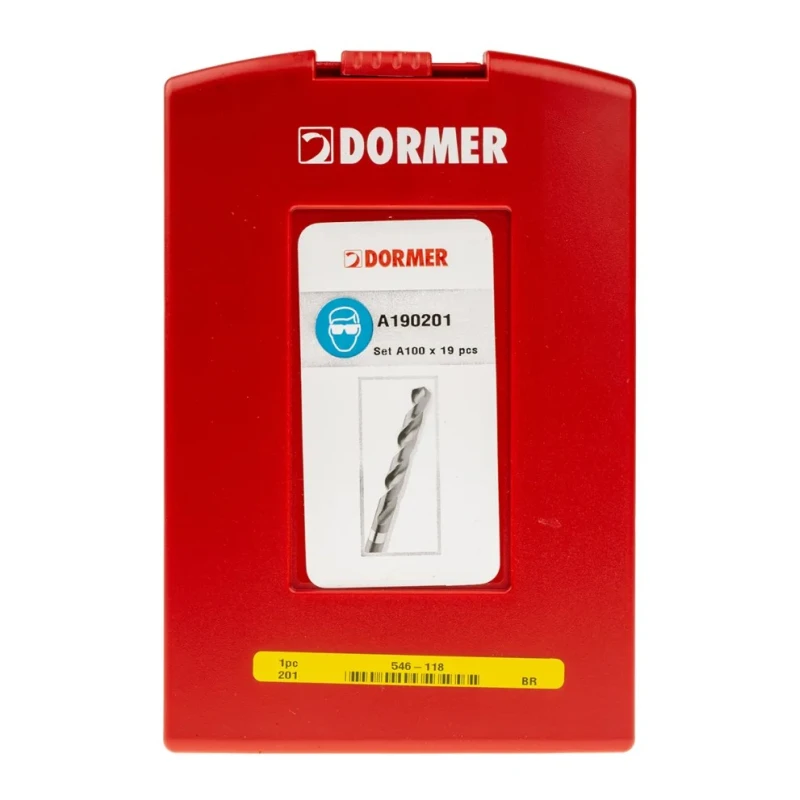 Dormer 19-Piece High Speed Steel Multi-Material Twist Drill Bit Set 1-10 mm A190201